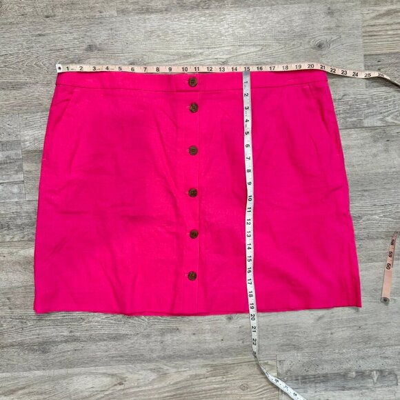 J. Crew NWT Linen Blend Pink Button Front Skirt O14 - Picture 3 of 5